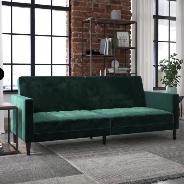 DHP Farnsworth Futon, Green Velvet - Image 2