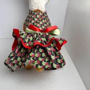 Handmade Cotton Small Dog Dress – Cherry Print Puppy Outfit