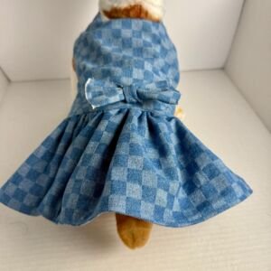Handmade Jean light weight Dog Dress - Blue Jean Puppy Outfit, Size Small