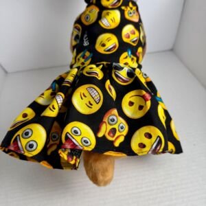 Handmade Cotton Dog Dress - Emojies Puppy Outfit, Size Small