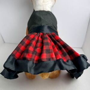 Handmade Cotton Small Dog Dress – Plaid Puppy Outfit