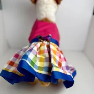 Handmade Cotton Small Dog Dress – Plaid Puppy Outfit