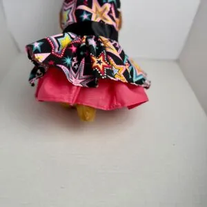 Handmade Cotton Dog Dress -Star bright colorful Puppy Outfit, Size Small