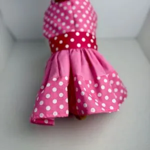 Handmade Cotton Dog Dress - Pink Poka Dot Puppy Outfit, Size Small